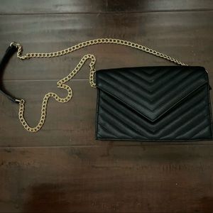 Black Faux Leather Crossbody Bag